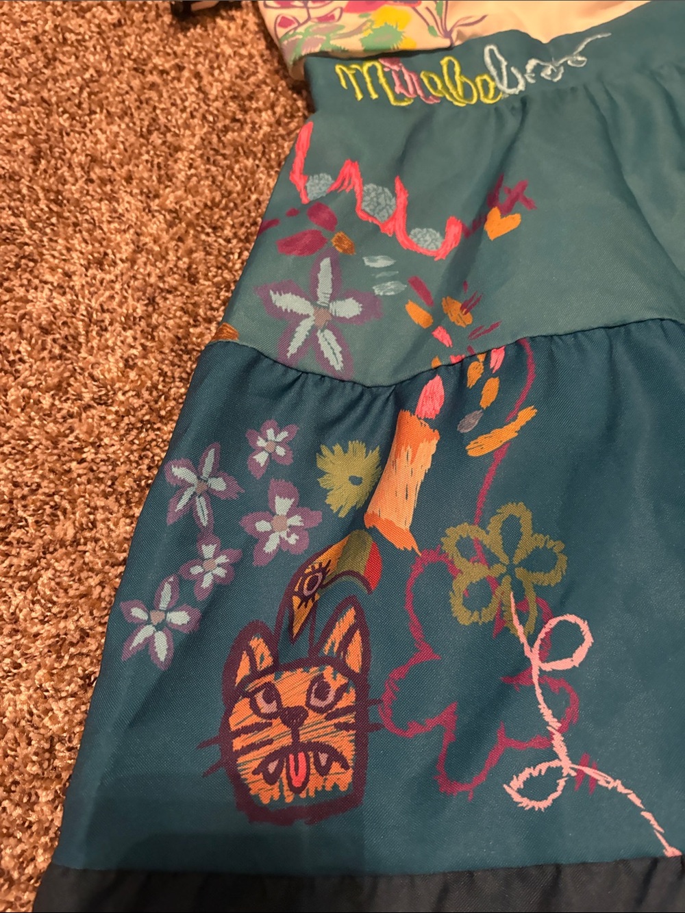 Encanto Mirabel Girls Teal Tiered Embroidered Dress with Ruffle Collar - Picture 7 of 16